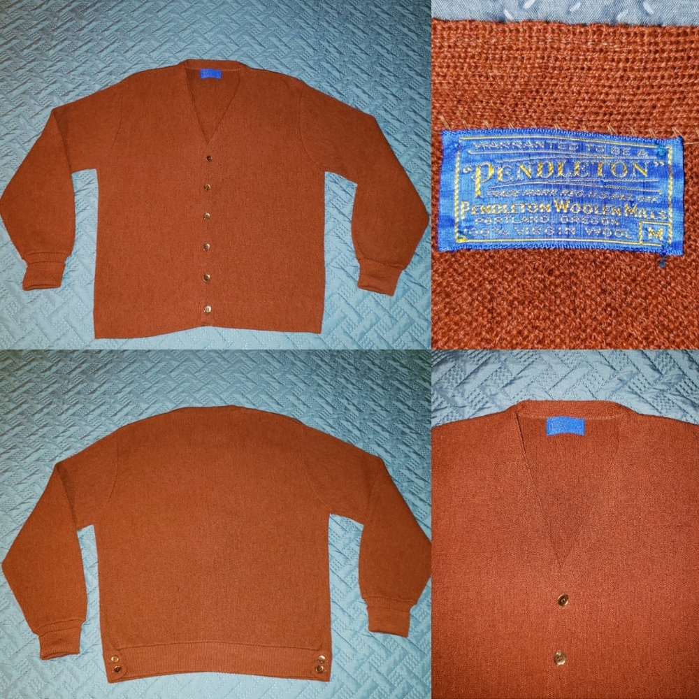 ‼SOLD‼ 60s Grandpa Pendleton Virgin Wool Cardigan - Picture 1 of 8
